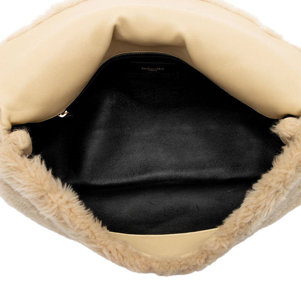 Saint Laurent Shearling Lambskin Puffer Sade Clutch - FINAL SALE (SHF-OG4bp5)
