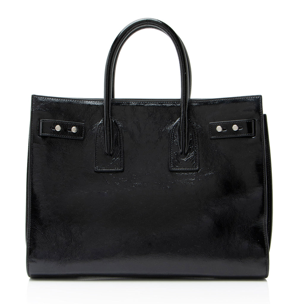 Saint Laurent Textured Patent Leather Sac De Jour Medium Tote