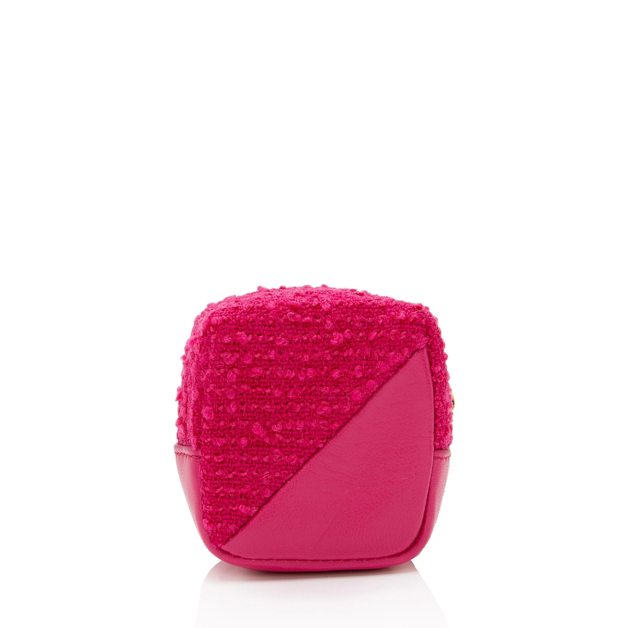 Saint Laurent Tweed Lambskin Monogram Jaime Cube Charm (SHF-LTFDpm)