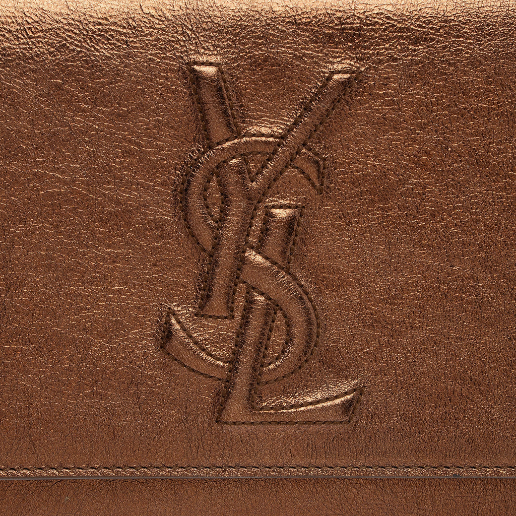Saint Laurent Vintage Metallic Calfskin Monogram Belle de Jour Clutch (SHF-VMKI8c)