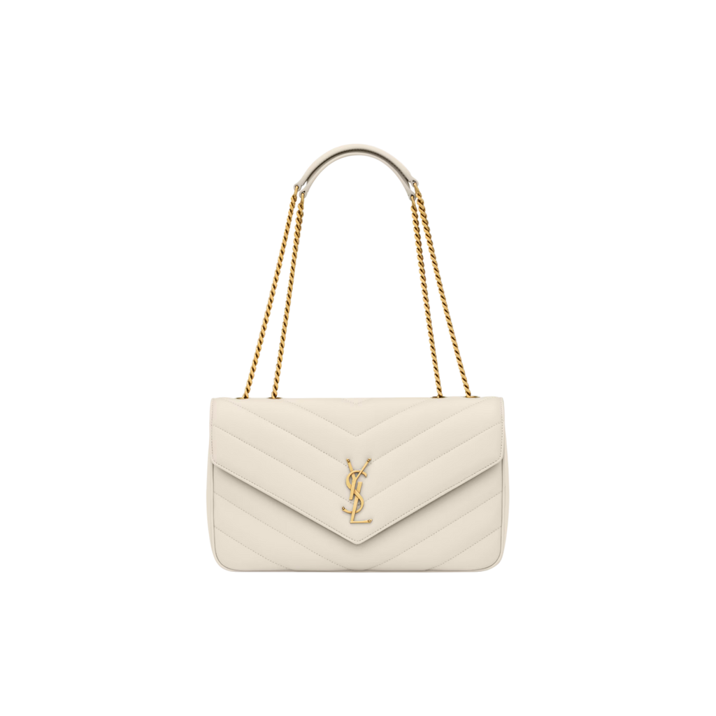 LOULOU medium in MATELASSÉ lambskin white