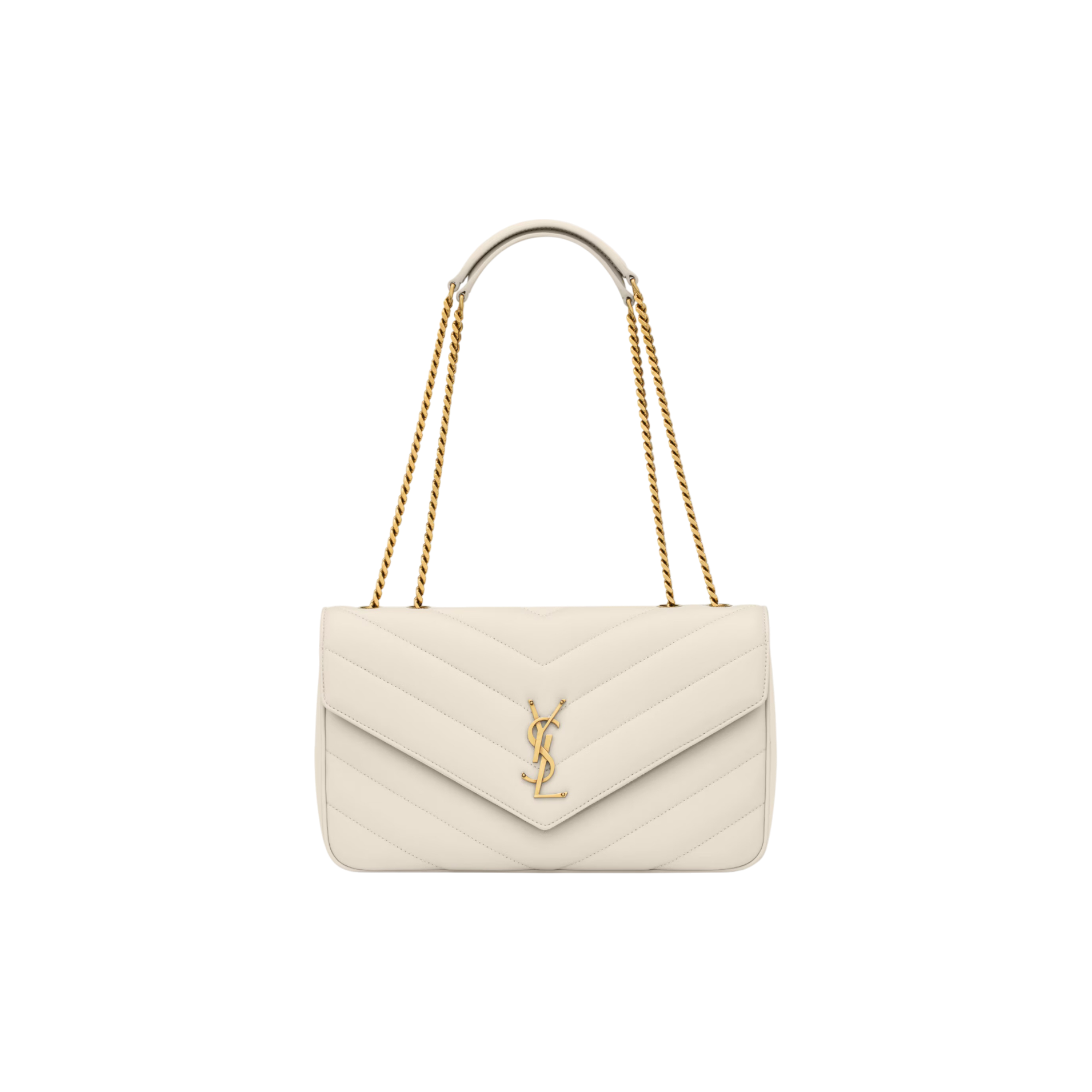 LOULOU medium in MATELASSÉ lambskin white