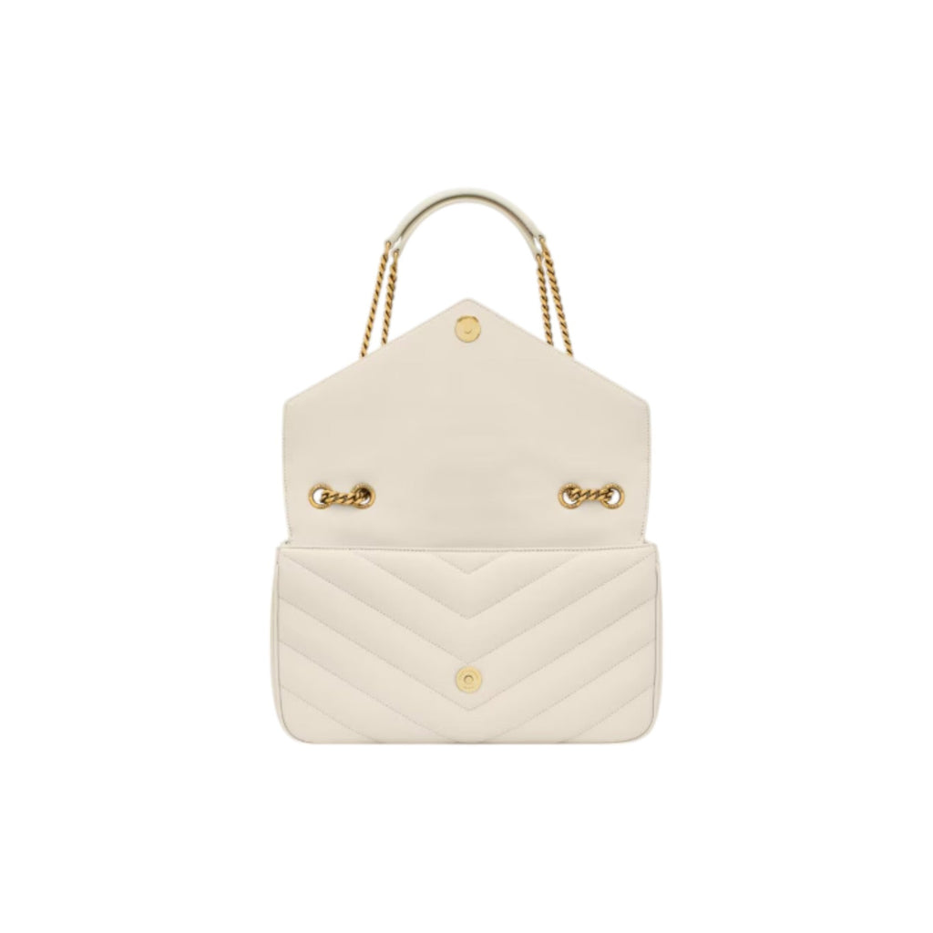 LOULOU medium in MATELASSÉ lambskin white