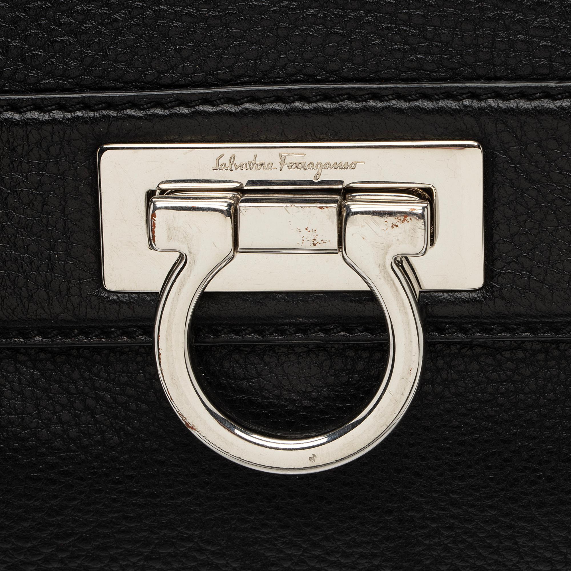 Salvatore Ferragamo Calfskin Ganchini Jules Satchel (SHF-BEZLds)