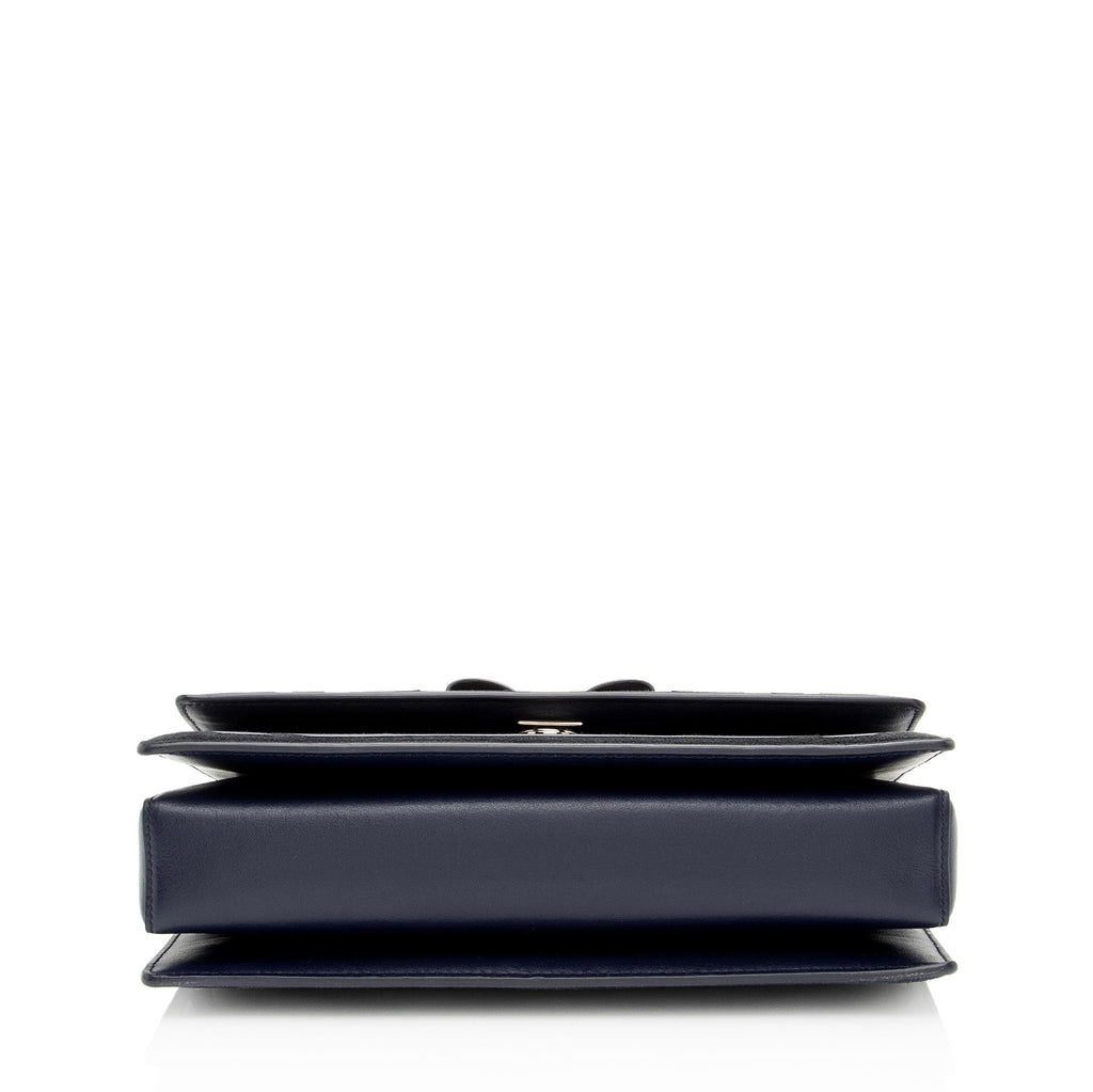 Ferragamo Calfskin Suede Vara Bow Chain Flap Bag