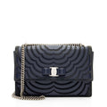 Ferragamo Calfskin Suede Vara Bow Chain Flap Bag