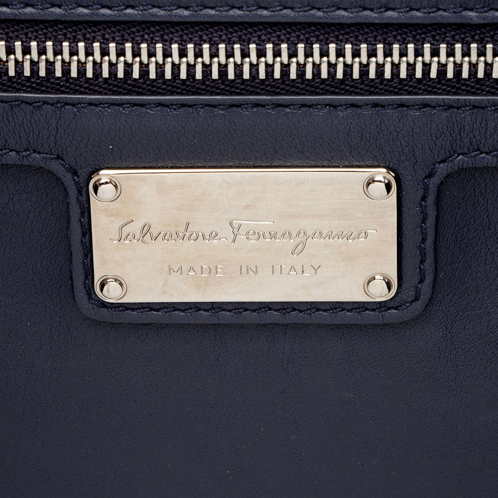 Ferragamo Calfskin Suede Vara Bow Chain Flap Bag