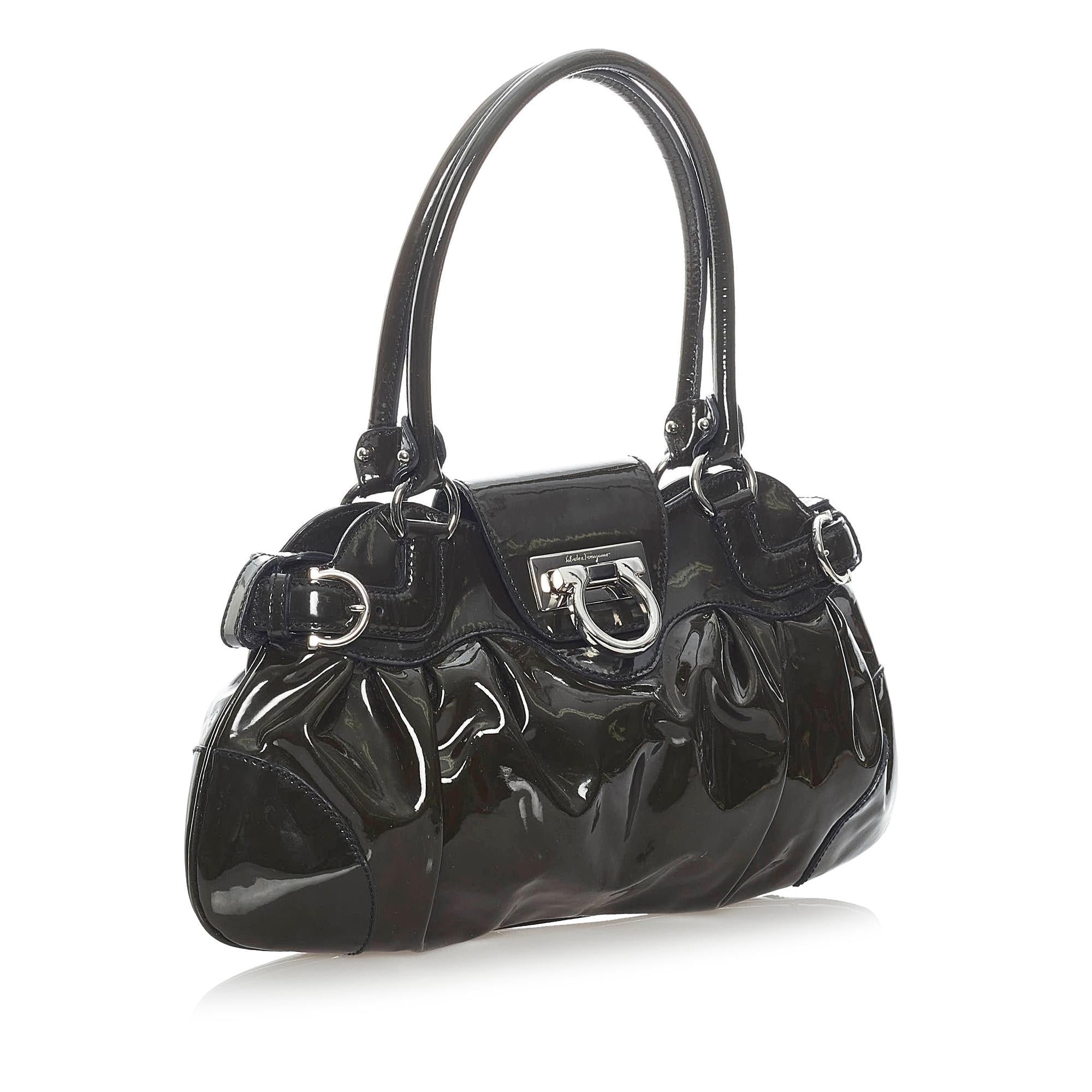 Salvatore Ferragamo Gancini Marisa Patent Leather Handbag (SHG-31731)