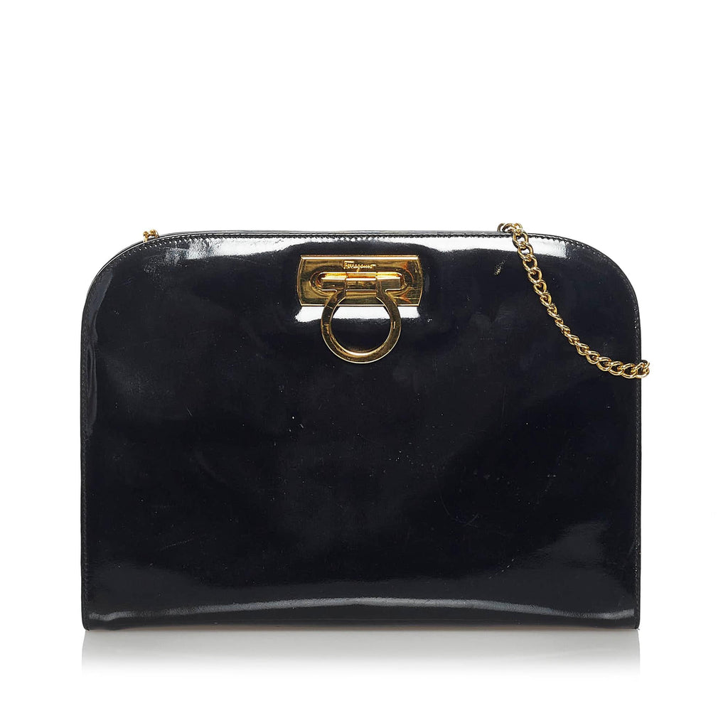 Salvatore Ferragamo Gancini Patent Leather Crossbody Bag (SHG-34194)