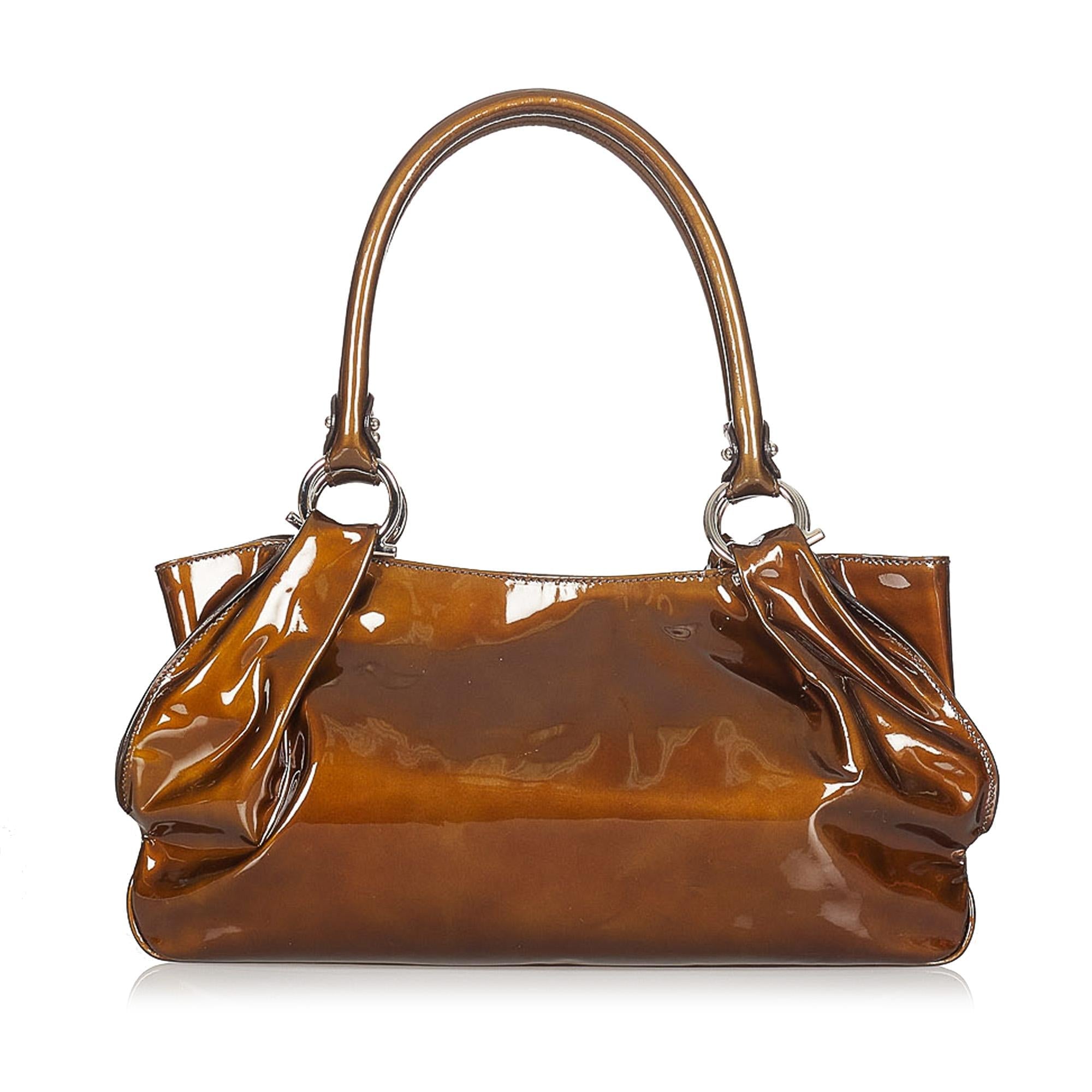 Salvatore Ferragamo Gancini Patent Leather Handbag (SHG-21656)