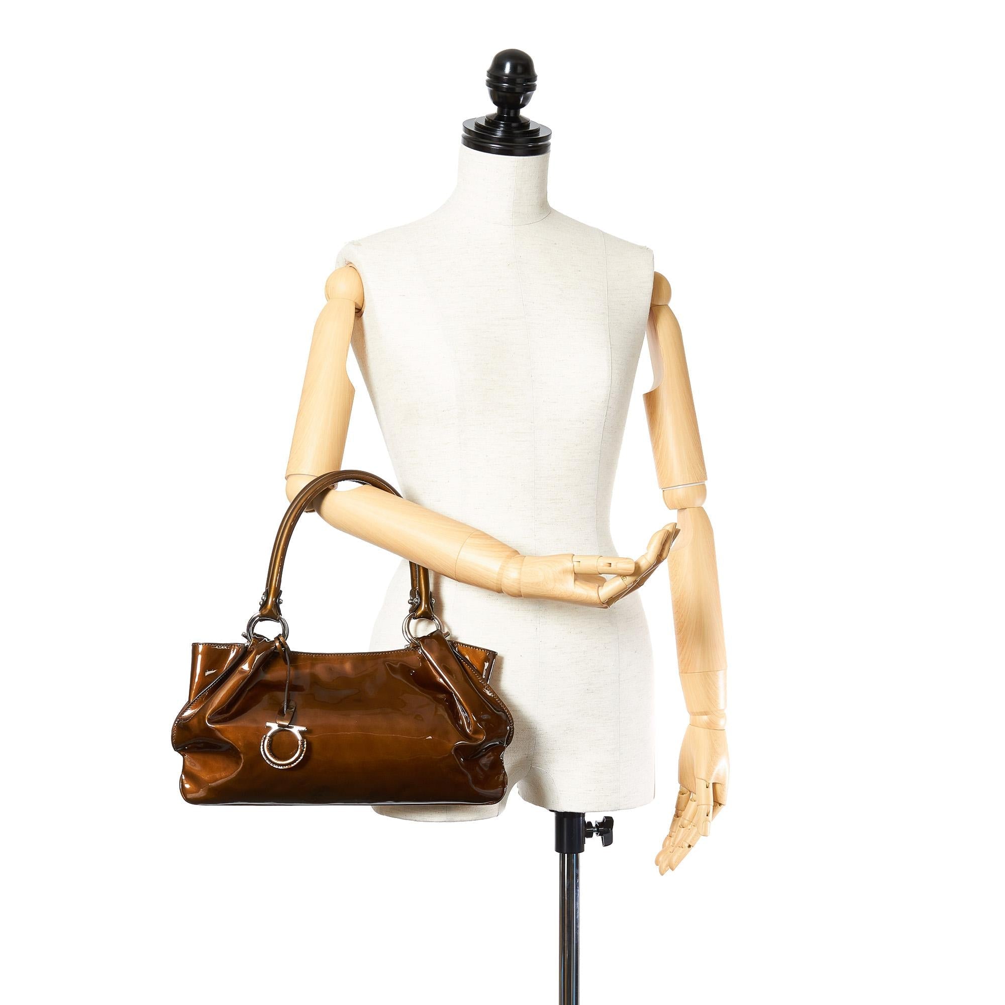 Salvatore Ferragamo Gancini Patent Leather Handbag (SHG-21656)