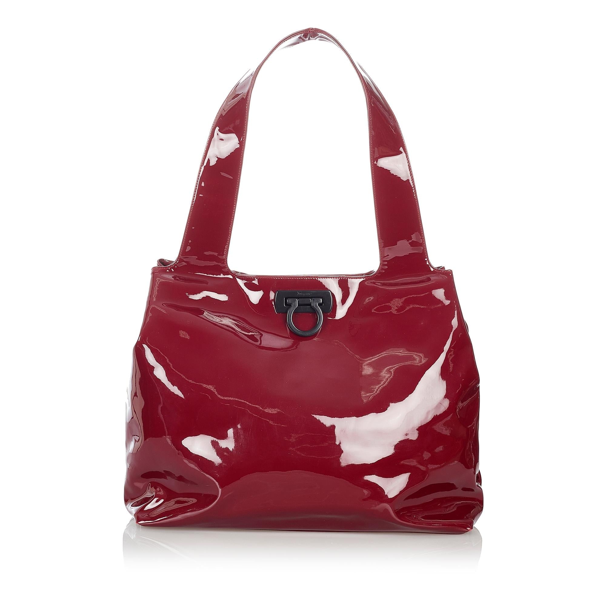 Salvatore Ferragamo Gancini Patent Leather Tote Bag (SHG-27184)