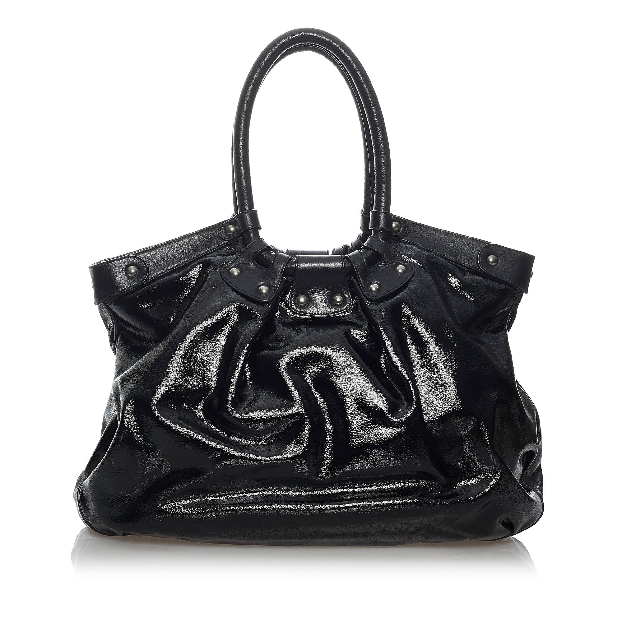 Salvatore Ferragamo Gancini Patent Leather Tote Bag (SHG-29562)
