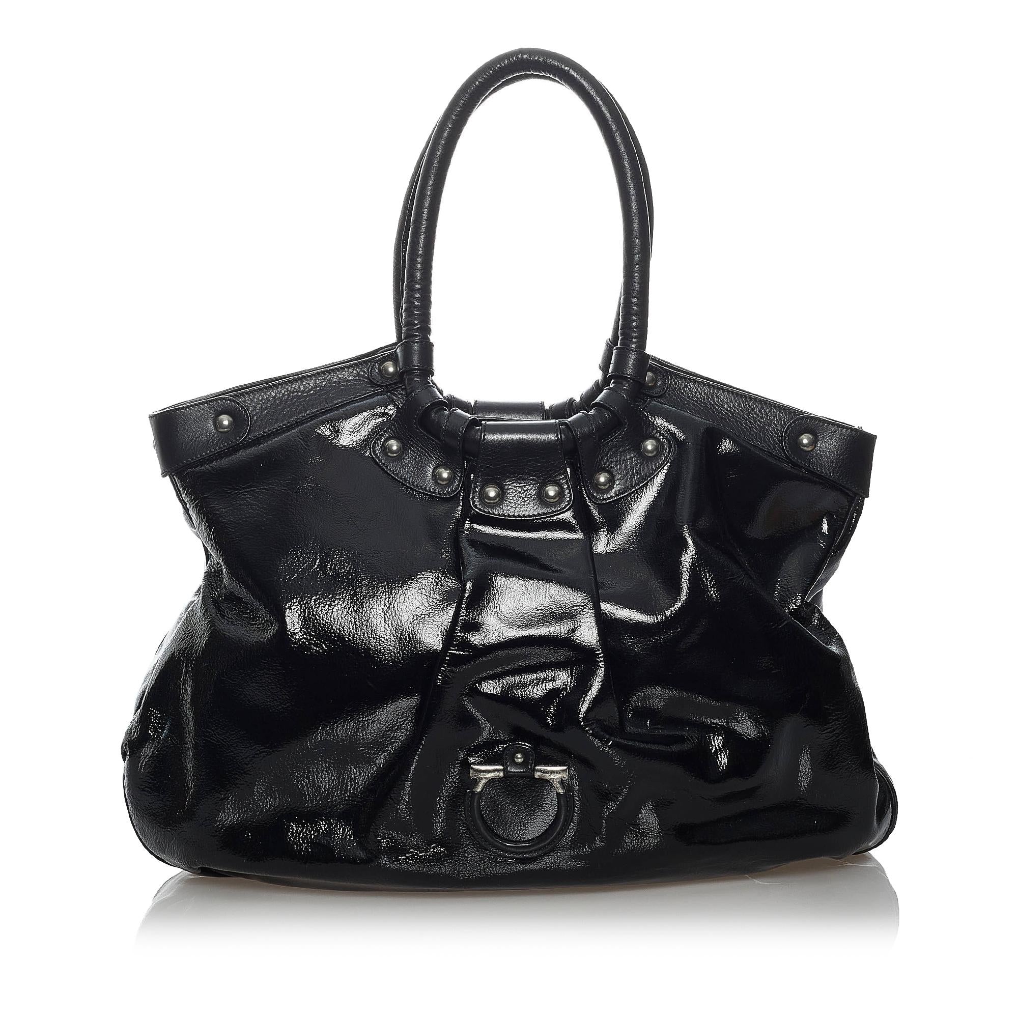 Salvatore Ferragamo Gancini Patent Leather Tote Bag (SHG-29562)
