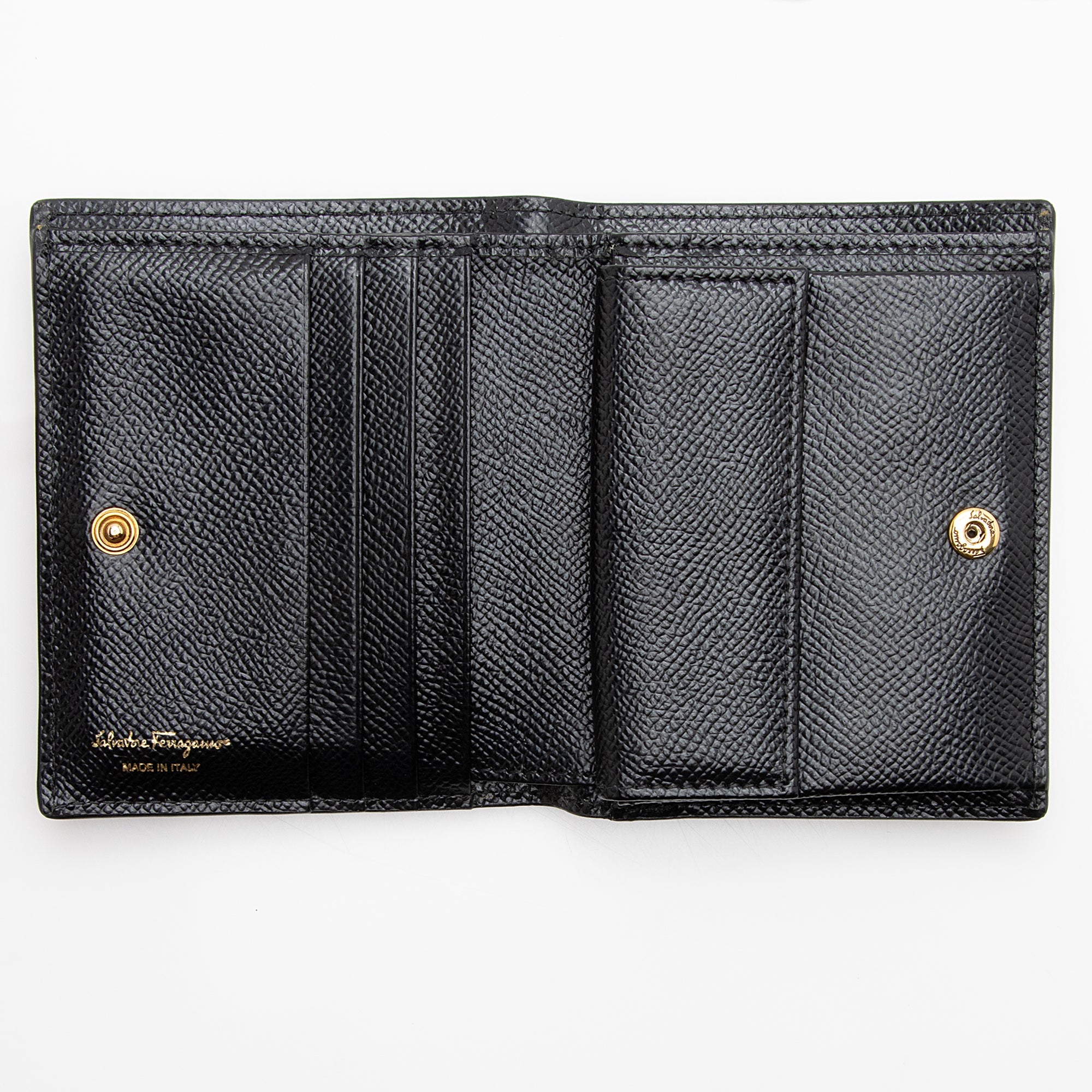 Salvatore Ferragamo Grained Calfskin Gancini French Wallet (SHF-22693)