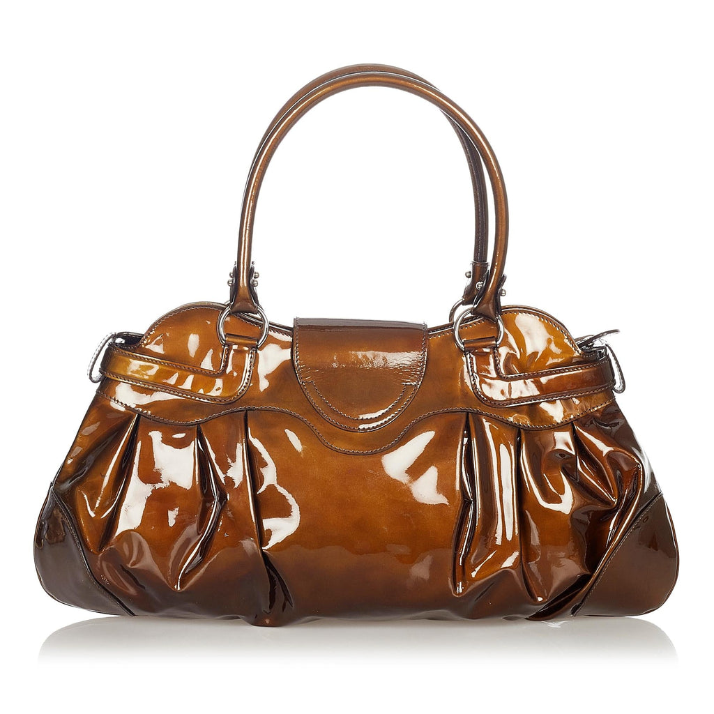 Salvatore Ferragamo Marisa Patent Leather Shoulder Bag (SHG-23837)