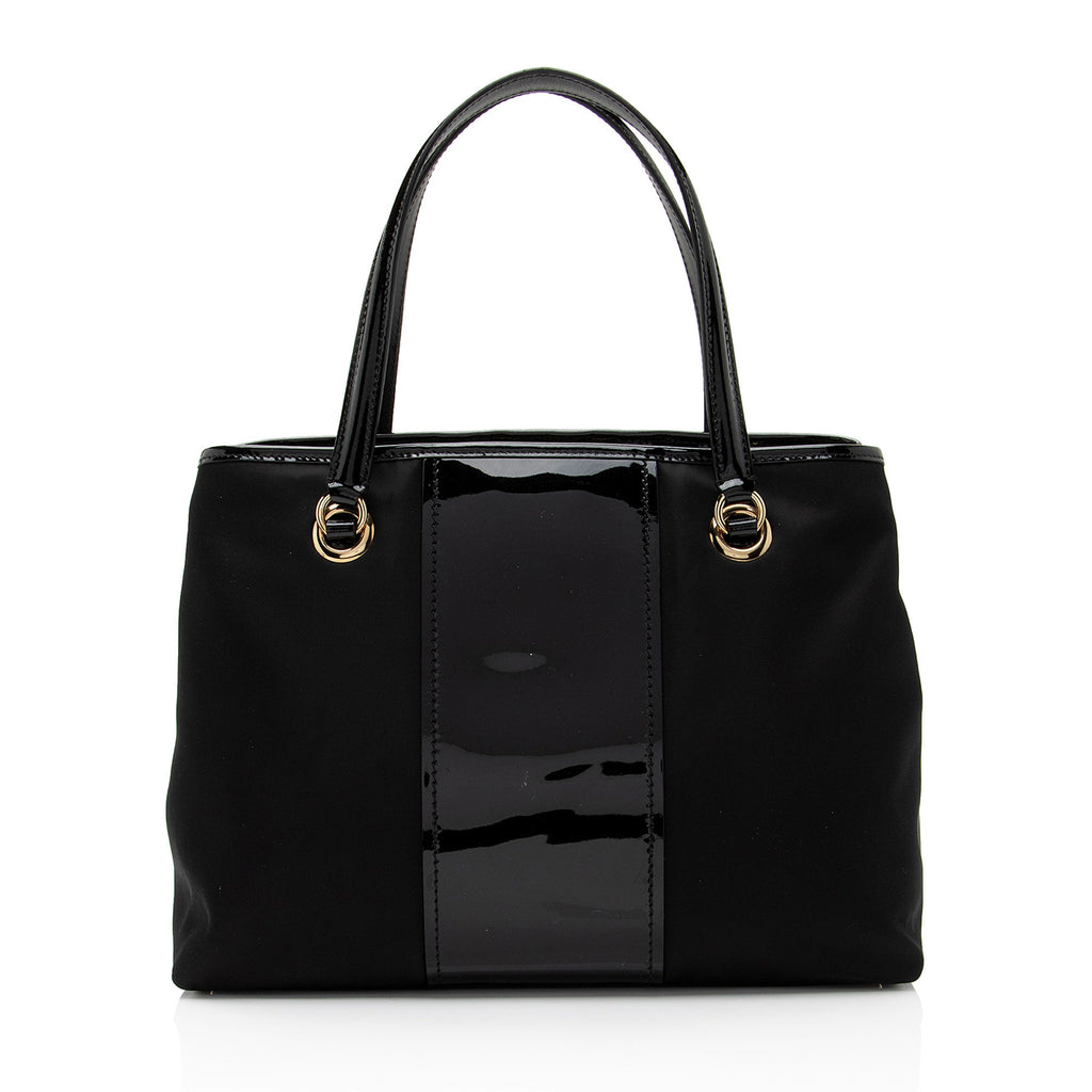 Salvatore Ferragamo Nylon Patent Leather Leonora Tote (SHF-v2xITH)