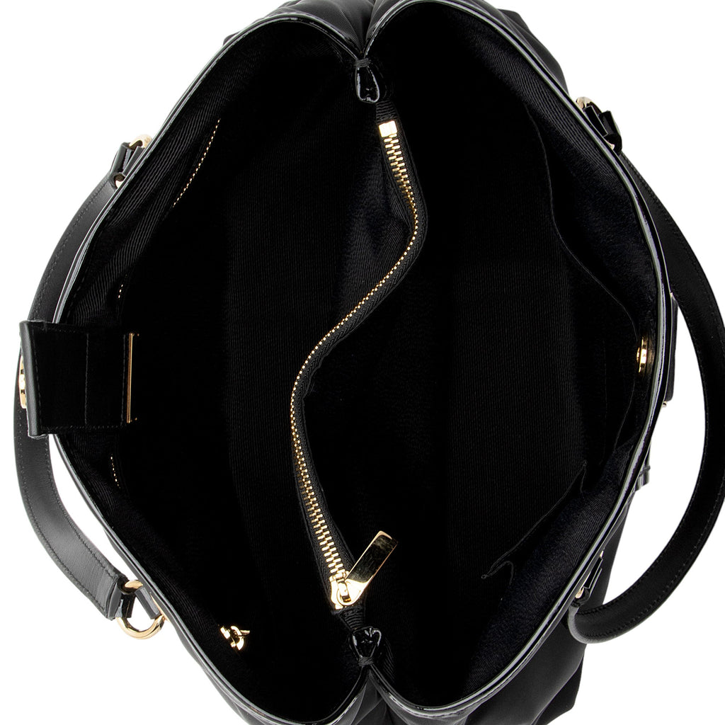 Salvatore Ferragamo Nylon Patent Leather Leonora Tote (SHF-v2xITH)