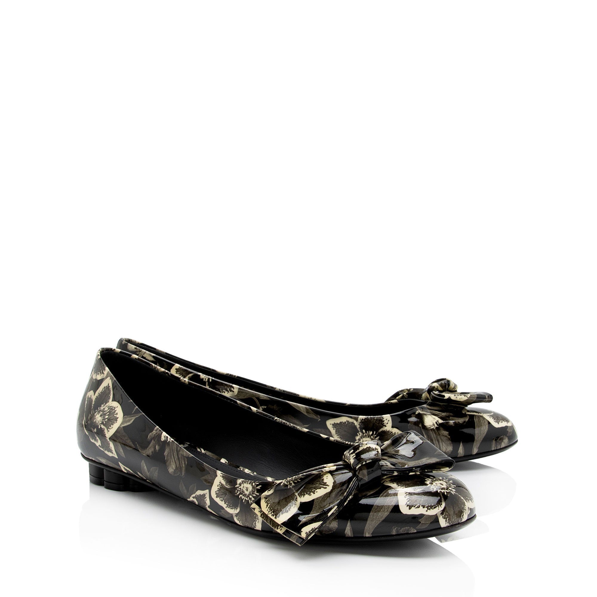 Salvatore Ferragamo Patent Leather Floral Avola Ballet Flats - Size 9.5 / 39.5 (SHF-Bh8Mt4)
