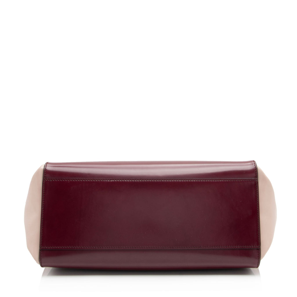 Salvatore Ferragamo Patent Leather Tricolor Gancini Sofia Medium Satchel (SHF-TxFQvD)