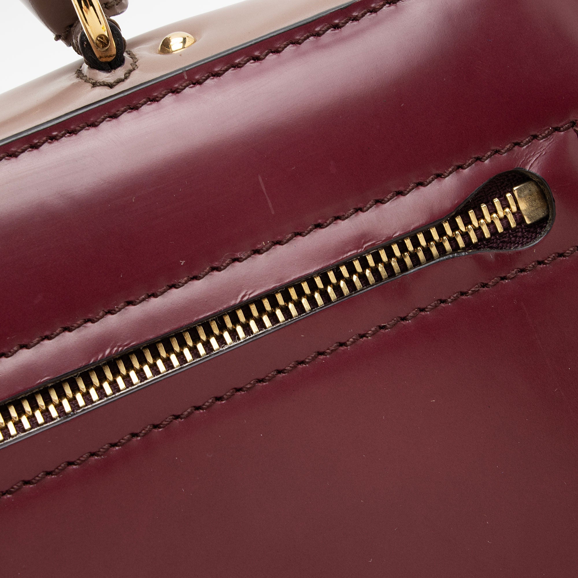 Salvatore Ferragamo Patent Leather Tricolor Gancini Sofia Medium Satchel (SHF-TxFQvD)