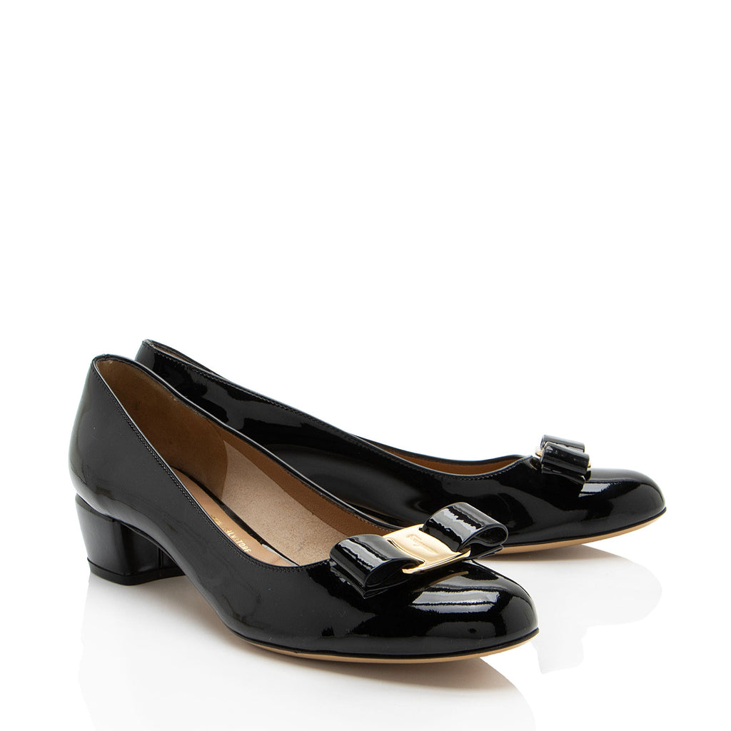 Salvatore Ferragamo Patent Leather Vara Pumps - Size 9 / 39