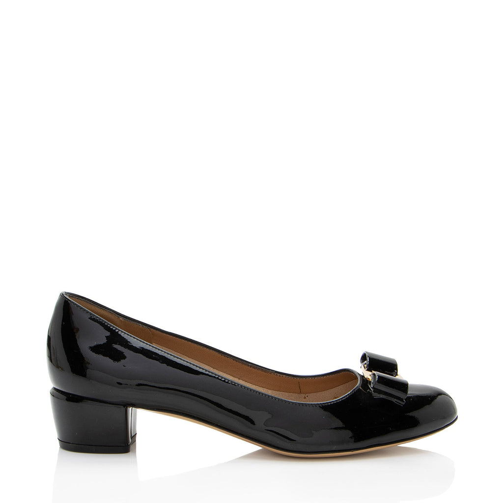 Salvatore Ferragamo Patent Leather Vara Pumps - Size 9 / 39