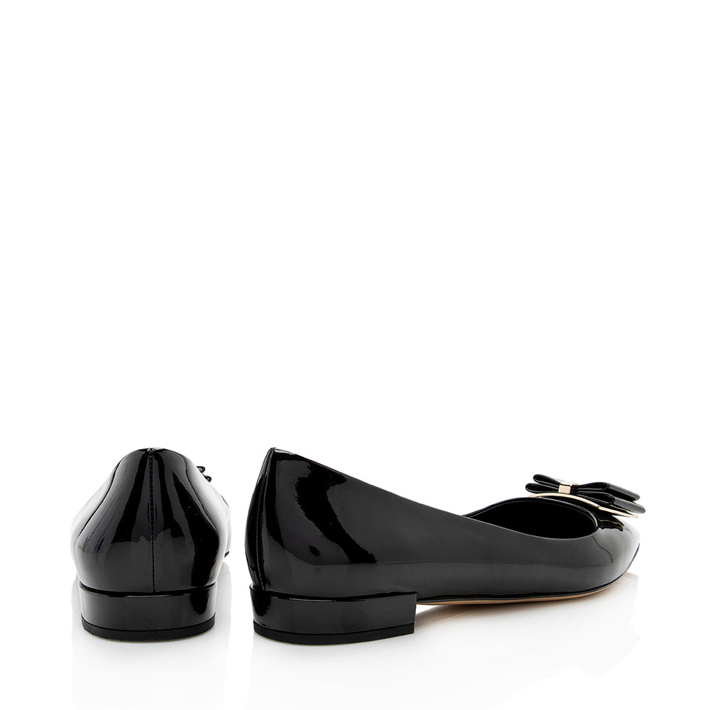 Salvatore Ferragamo Patent Leather Zeri Flats - Size 10B / 40B (SHF-18658)