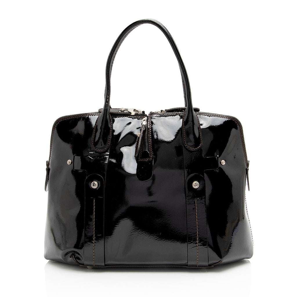 Salvatore Ferragamo Patent Leather Zip Side Tote