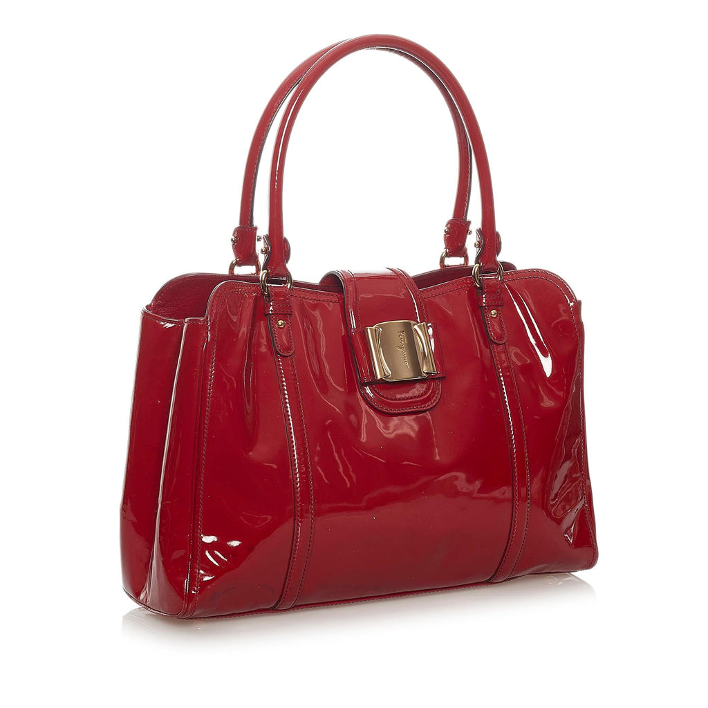 Salvatore Ferragamo Vara Patent Leather Handbag (SHG-27814)