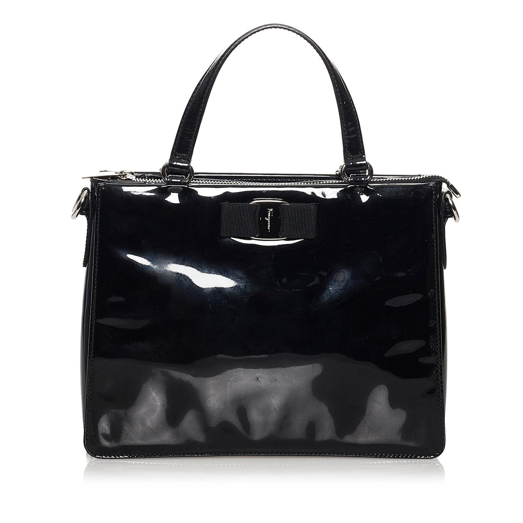 Salvatore Ferragamo Vara Patent Leather Satchel (SHG-9VPUgL)
