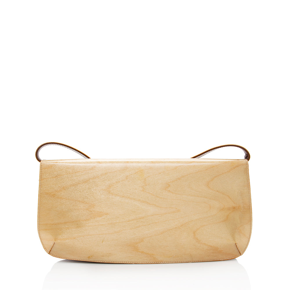 Salvatore Ferragmo Vintage Patent Leather Wood Logo Shoulder Bag (SHF-18156)