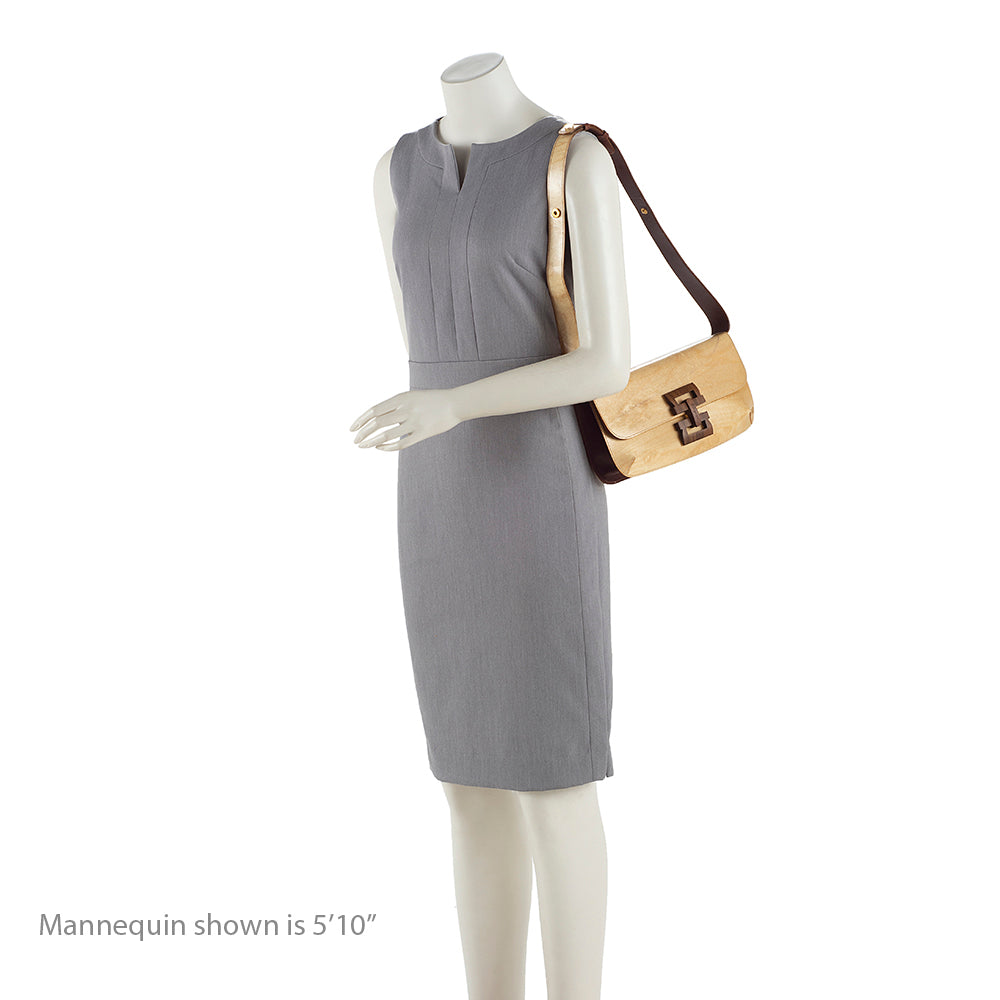Salvatore Ferragmo Vintage Patent Leather Wood Logo Shoulder Bag (SHF-18156)