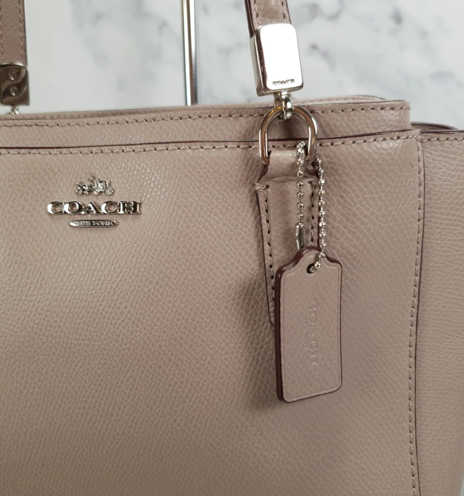 COACH Mini Christie in Taupe Crossgrain Leather Handbag