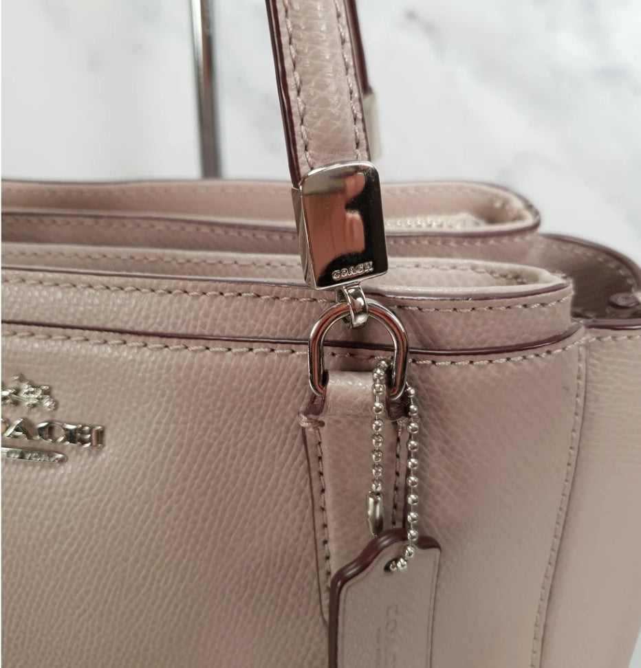 COACH Mini Christie in Taupe Crossgrain Leather Handbag