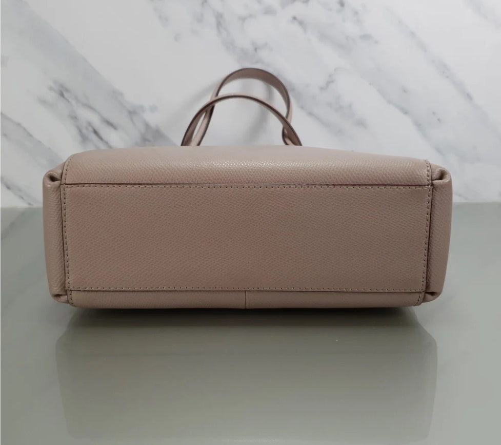 COACH Mini Christie in Taupe Crossgrain Leather Handbag
