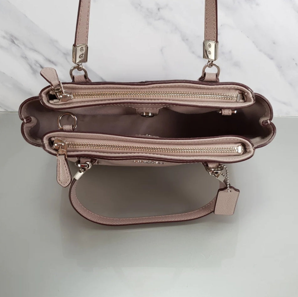 COACH Mini Christie in Taupe Crossgrain Leather Handbag