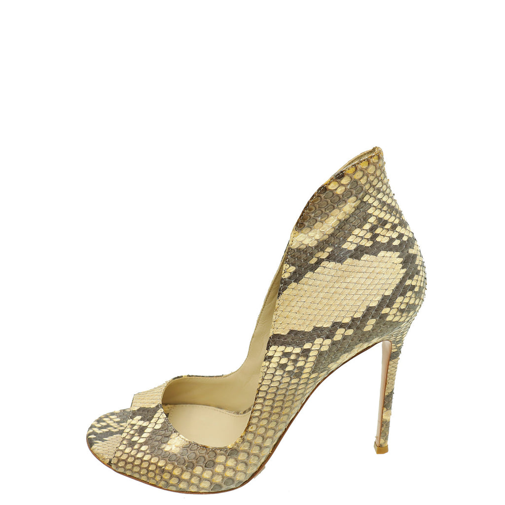 Gianvito Rossi Bicolor Python Peep Toe Pumps 40