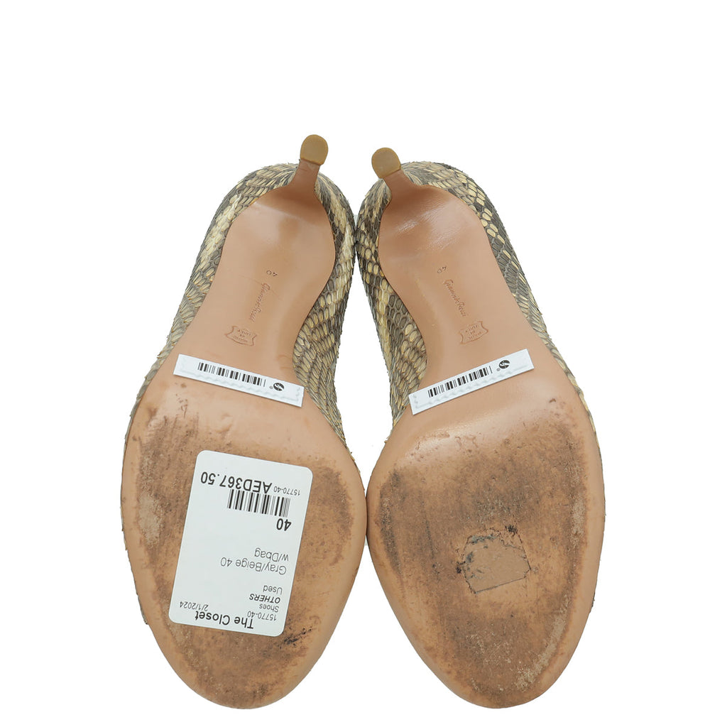Gianvito Rossi Bicolor Python Peep Toe Pumps 40
