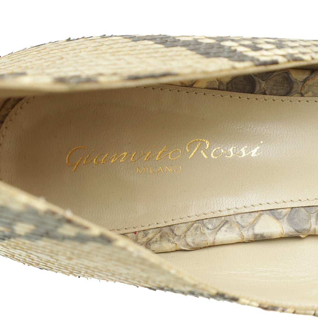 Gianvito Rossi Bicolor Python Peep Toe Pumps 40