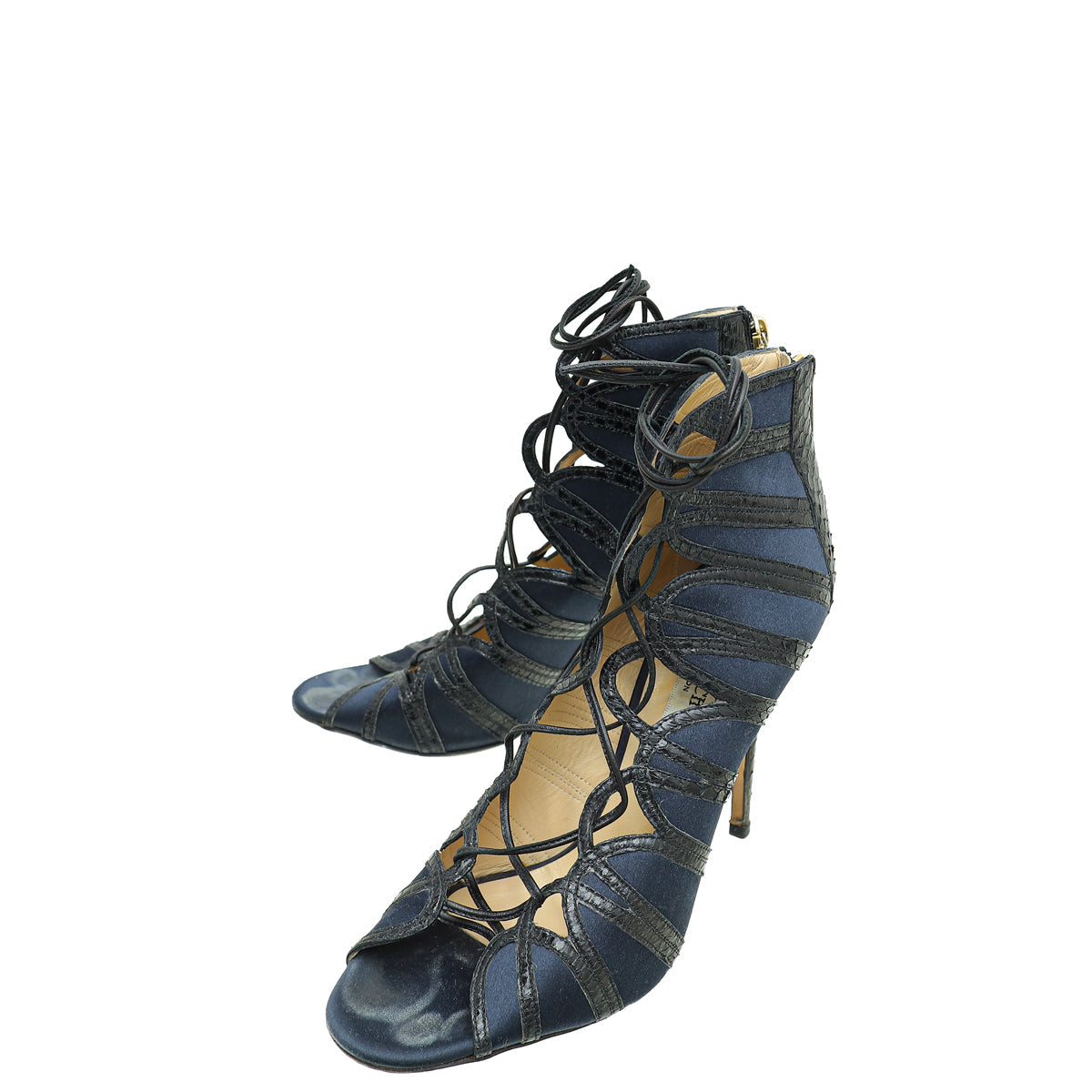 Jimmy Choo Bicolor Strappy Ankle Zip Pumps 39.5