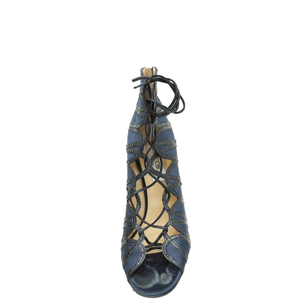 Jimmy Choo Bicolor Strappy Ankle Zip Pumps 39.5