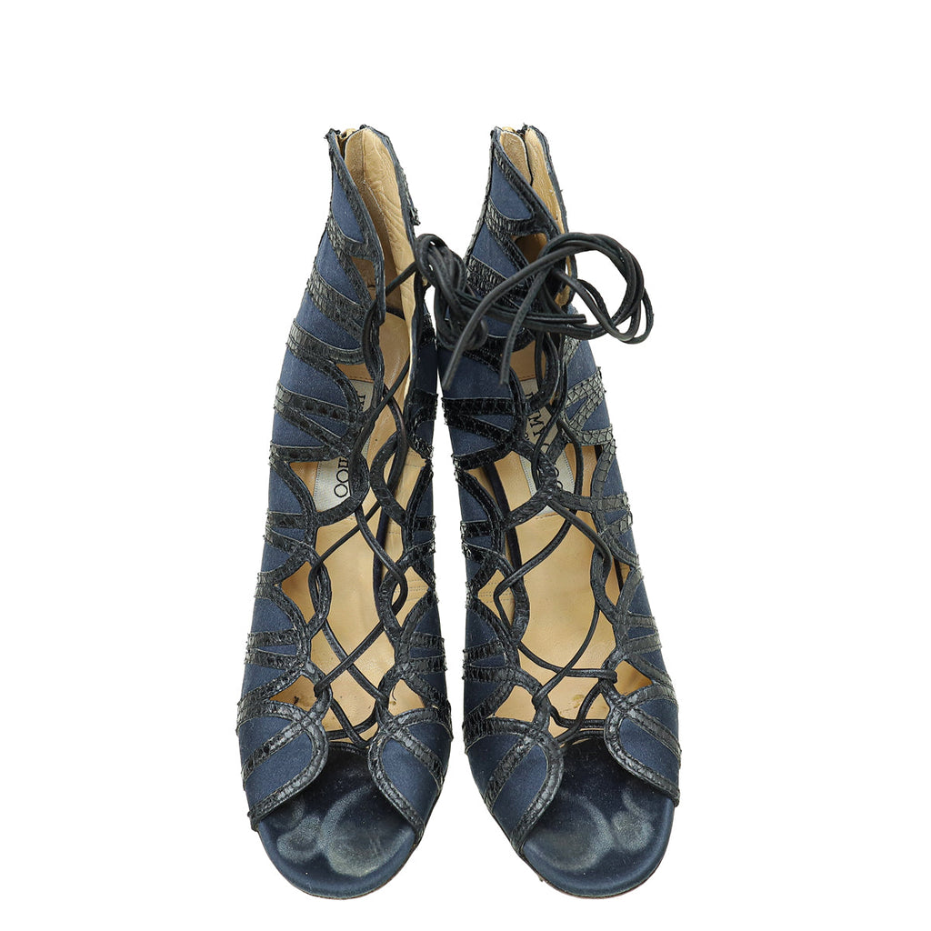 Jimmy Choo Bicolor Strappy Ankle Zip Pumps 39.5