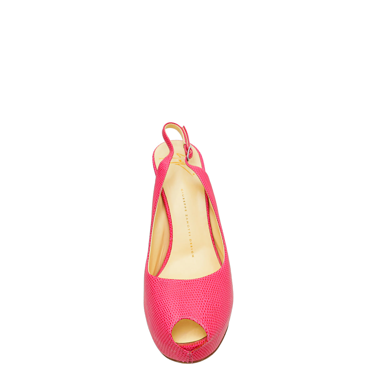 Giuseppe Zanotti Pink Lizard Embossed Peeptoe Slingback 40