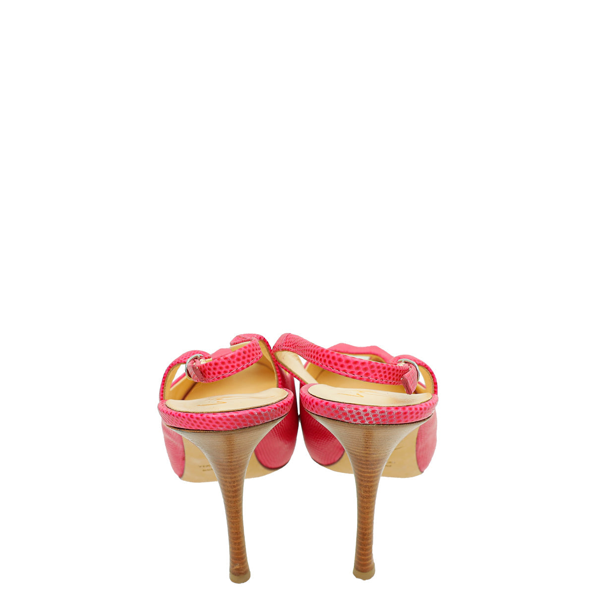 Giuseppe Zanotti Pink Lizard Embossed Peeptoe Slingback 40