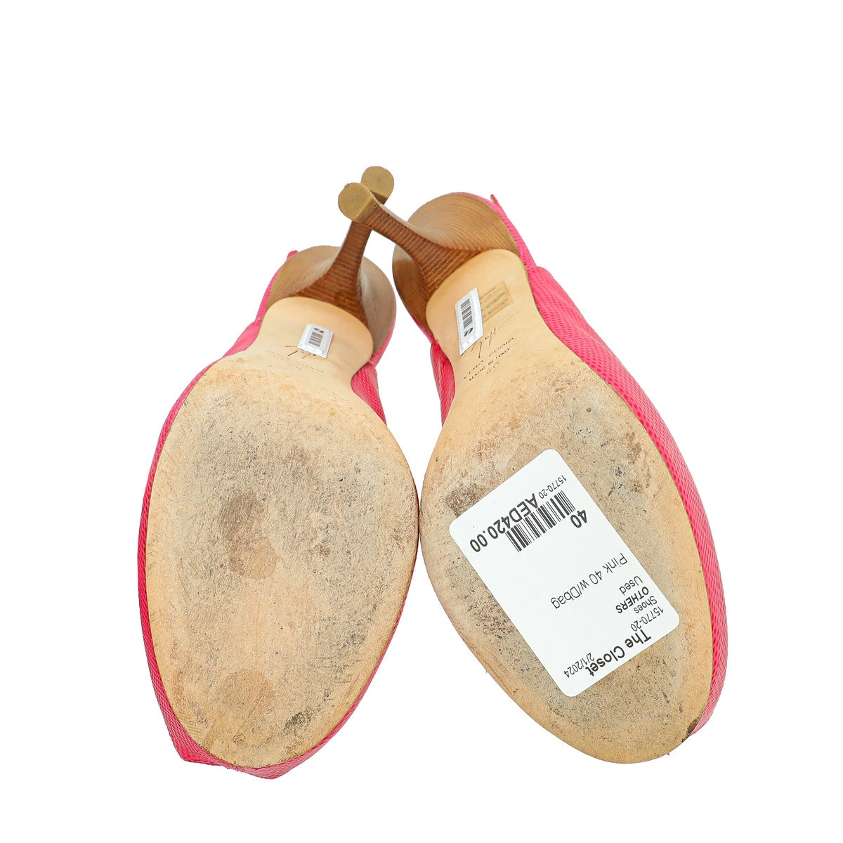 Giuseppe Zanotti Pink Lizard Embossed Peeptoe Slingback 40