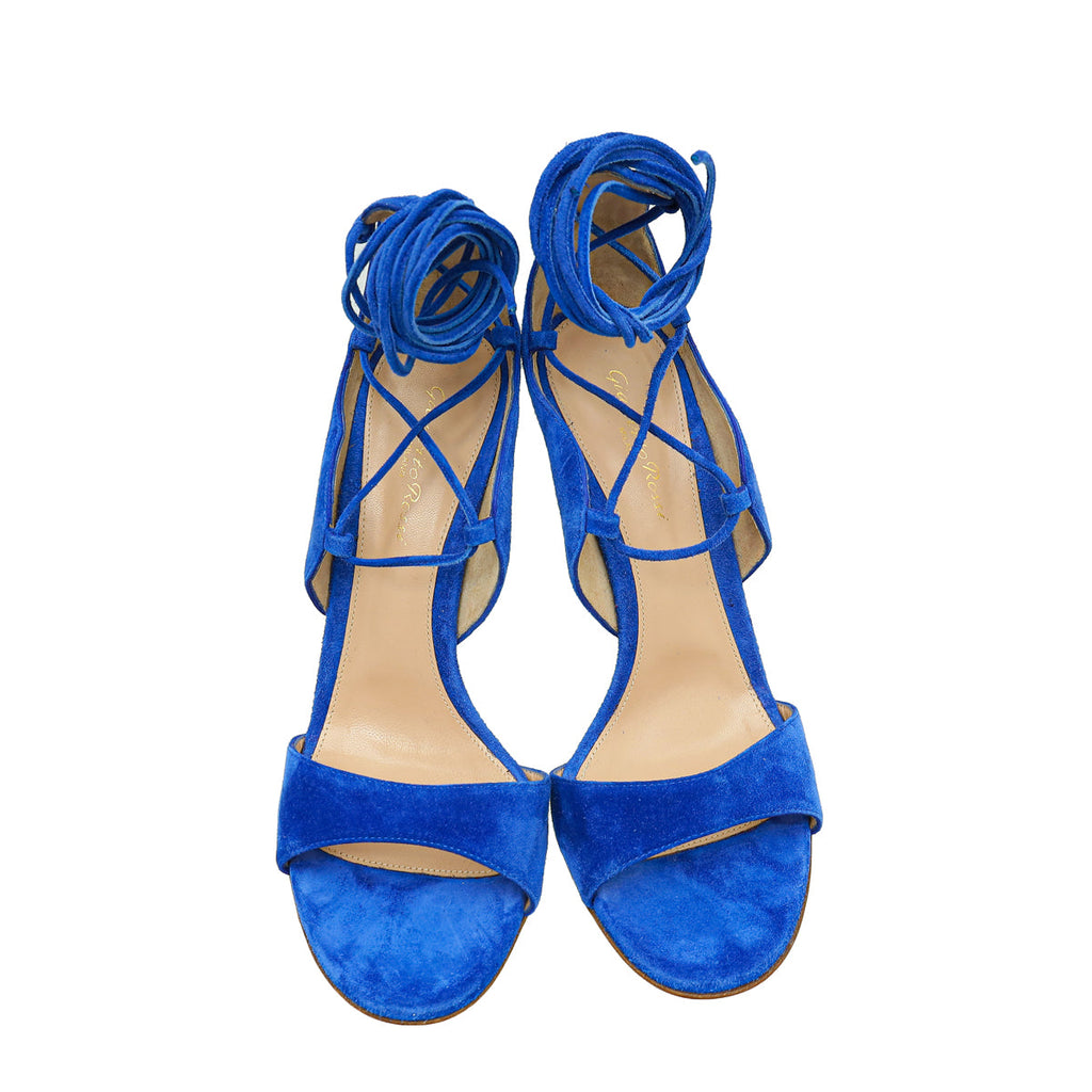 Gianvito Rossi Blue Cross Ankle Strap Sandals 40