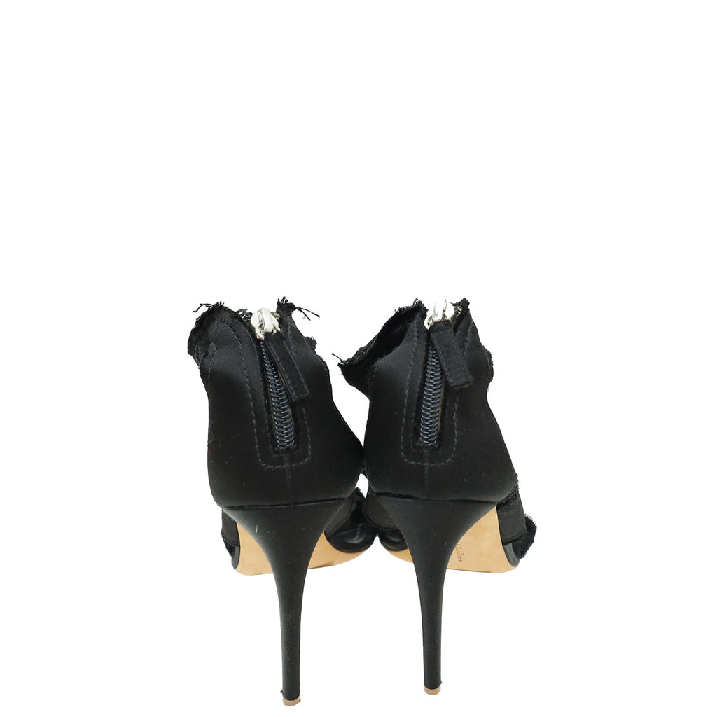 Rupert Sanderson Black Satin Zip Ankle Pump 40