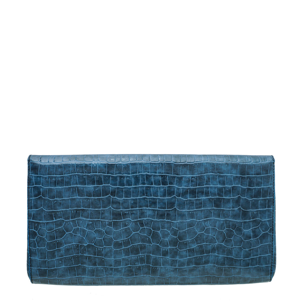 Stella Mccartney Blue Faux Croc Betty XL Clutch
