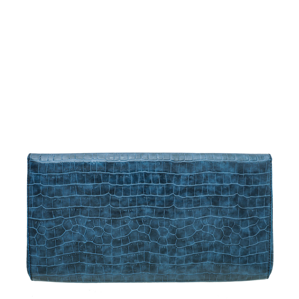 Stella Mccartney Blue Faux Croc Betty XL Clutch